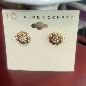 Lauren Conrad CZ/gold tone stud earrings